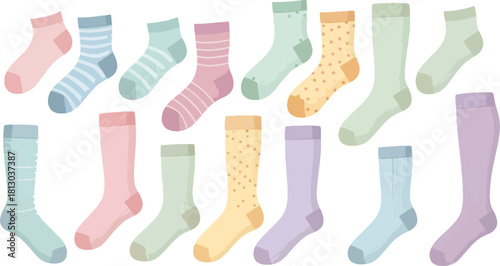 Colorful Patterned Socks Set in Pastel Shades for Casual Wear