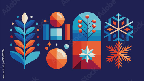 festive banners adorned with Christmas decorations, showcasing a cheerful holiday theme..eps