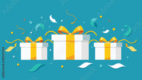 Colorful vector image of a gift box adorned with a bow, representing joy and special occasions..eps