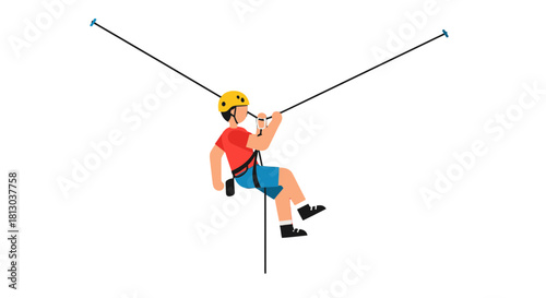 Thrilling Aerial Adventure: A Courageous Individual Soaring Through The Sky With Zipline