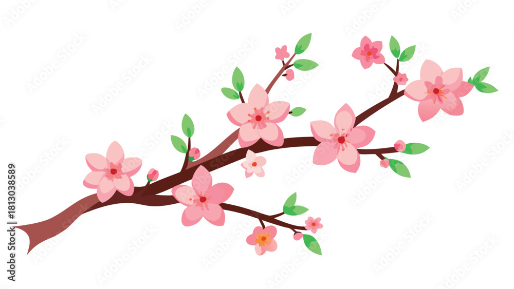 Fototapeta premium An intricate cherry blossom SVG illustration showcasing several pink blossoms with detailed petals and branches..eps
