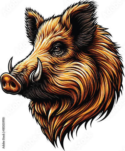 head of wild boar