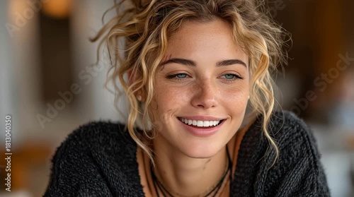 Woman with Scars Smiling Confidently