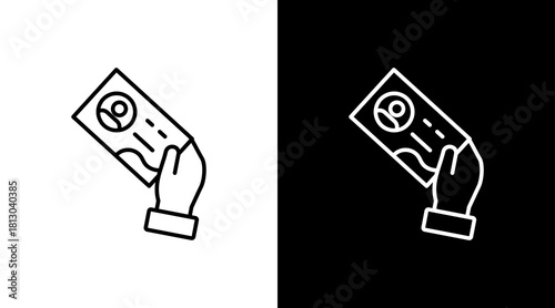 Identification Card White Icon Set Design