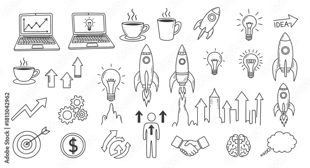 Fototapeta premium Business Growth and Success Icons Collection.