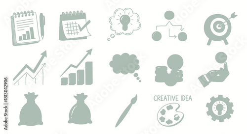 Business and Finance Icons Set for Strategy and Growth.
