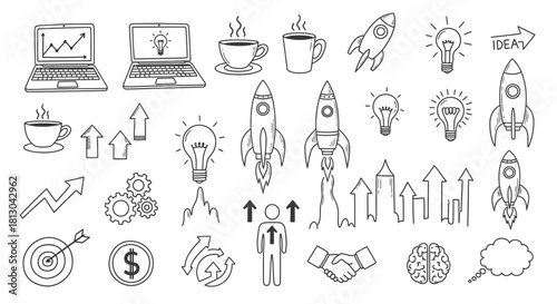 Business Growth and Success Icons Collection.