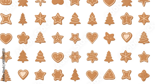 Festive Gingerbread Cookie Assortment for Holiday Baking and Festive Season Decoration, Ideal for Culinary Projects, Christmas Themes and Winter Celebrations