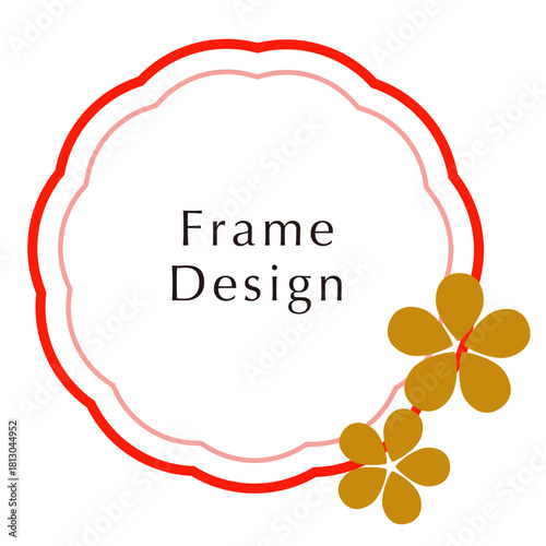 年賀状素材　 和風フレームシンプルな日本の年賀状テンプレートあしらいパーツ