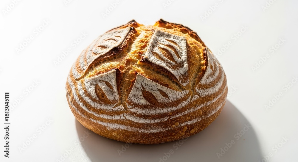 custom made wallpaper toronto digitalArtisan Sourdough Bread Loaf with Decorative Scoring and Flour Dusting.