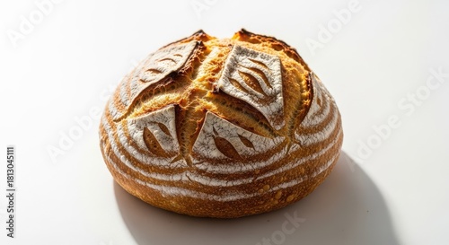 Wallpaper Mural Artisan Sourdough Bread Loaf with Decorative Scoring and Flour Dusting. Torontodigital.ca