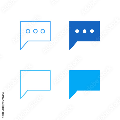 Flat Colored Message and Comment Icon Set in Outline and Solid Style for Communication and User Feedback