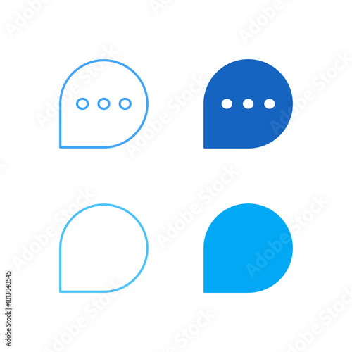 Flat Colored Message and Comment Icon Set in Outline and Solid Style for Communication and User Feedback