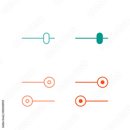 Flat Colored Sort Ascending and Sort Descending Icon Set in Outline and Solid Style for Data Ordering and Organization