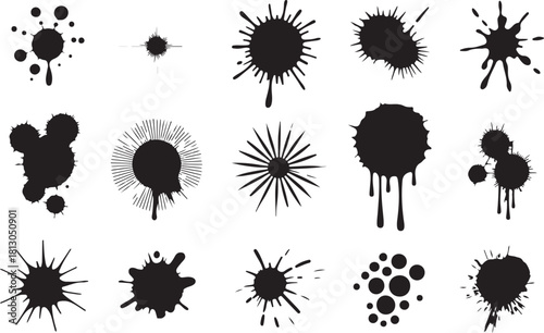 Ink splatters and blots for artistic designs
