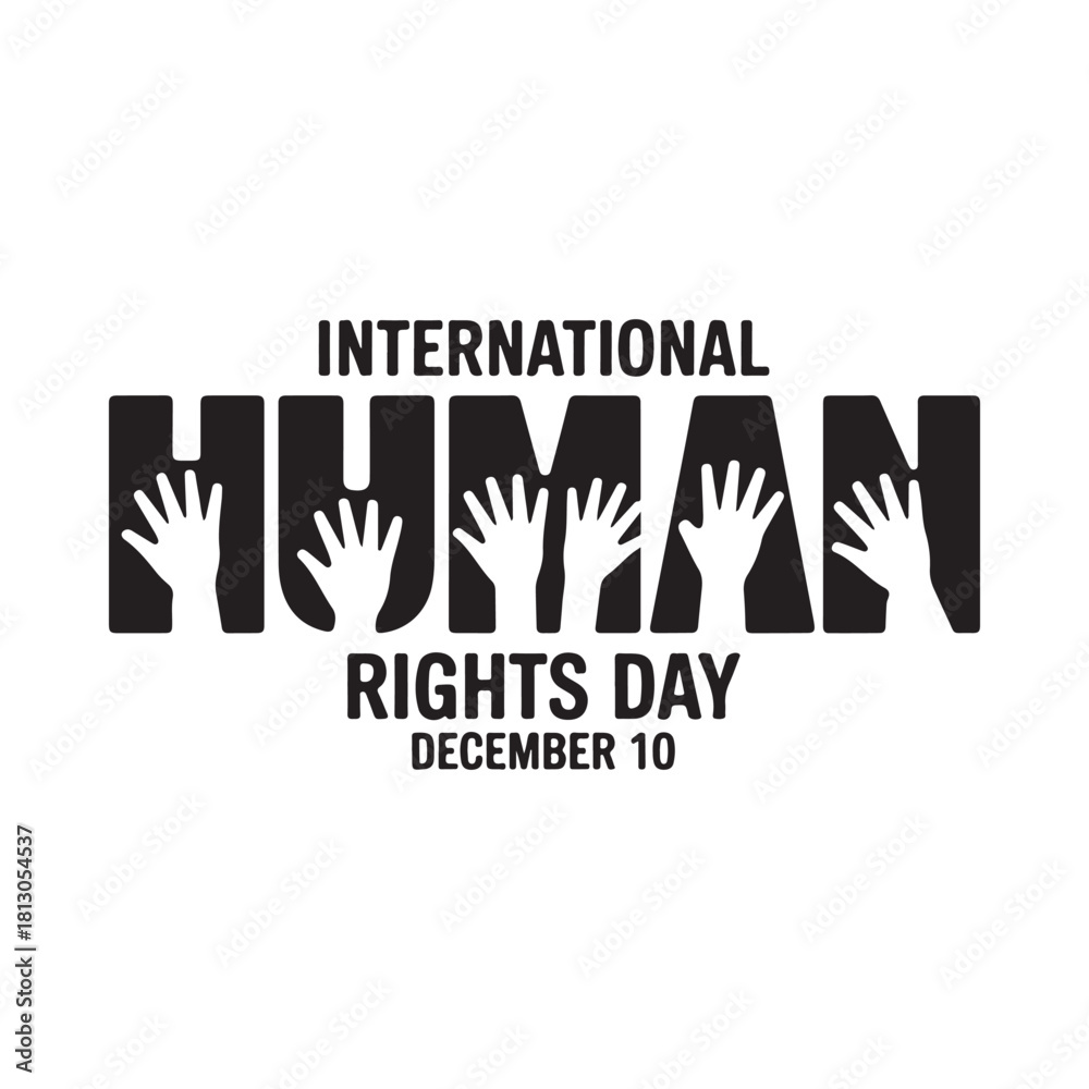 Obraz premium International human rights day celebration with raised hands