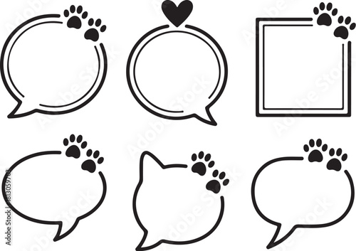 Cute pet paw print speech bubbles for social media