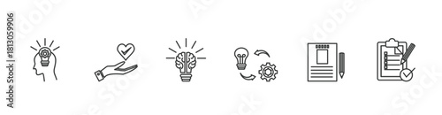 Design thinking  banner icon vector illustration concept with icon of inspiration, empathy, ideation, implementation, prototyping, and testing