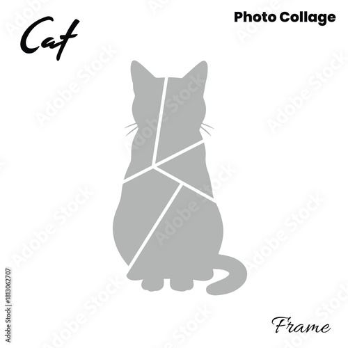 Creative layout featuring a photo collage frame in a cat form