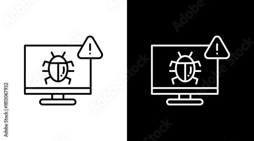 Cyber Attack White Icon Set Design