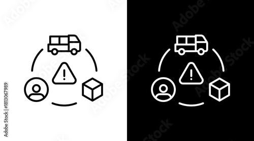Supply Chain Risk White Icon Set Design