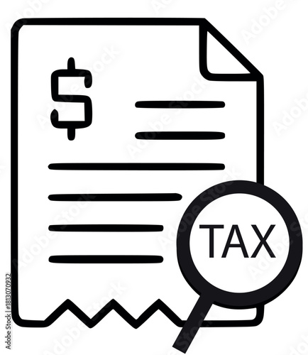 Illustrative icon representing financial document analysis with a focus on tax declaration and monetary compliance