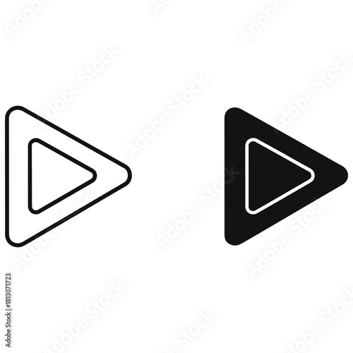 Play button icon in black and white isolated on white background vector illustration