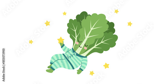 Vegetable In Pajamas Reaches For A Star In The Night Sky For Dreamy Bedtime Stories