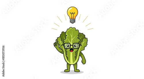 Vegetable Character's Eureka Moment Representing Creativity and Bright Ideas