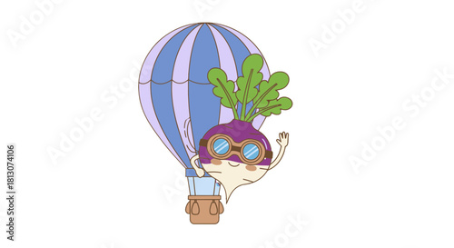 Vegetable Pilot Ventures Through The Skies In a Whimsical, Colorful Hot Air Balloon