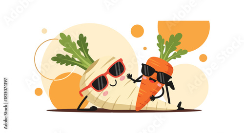 Vegetable Duo Embracing Relaxation During A Sunny Day With Sunglasses Accessories
