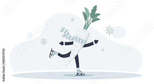 Winter Skating Parsnip: A Whimsical Depiction Of Cold Weather Fun And Festive Activity