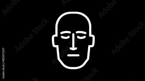 Minimalist vector line art icon of a human head with closed eyes, representing tranquility, meditation, and introspection.