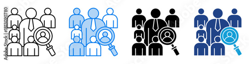 Search icon set multiple style collection