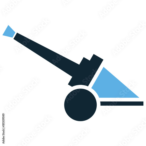 Cannon Artillery Icon Vector Ideal for graphics related to historical warfare, military defense, and heavy weaponry concepts.