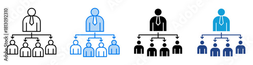 Organization structure icon set multiple style collection