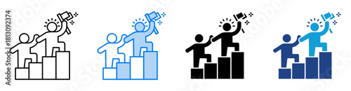 Leadership icon set multiple style collection