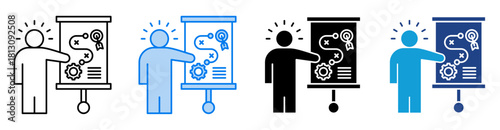 Strategy icon set multiple style collection