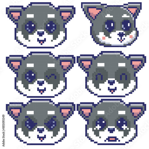 Expressive Raccoon Pixel Art Character with Multiple Emotions Perfect for use in retro-style video games, indie game projects, mobile games, character sprites, emojis