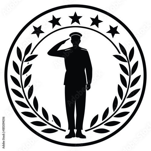 A black silhouette of a veteran's day tribute