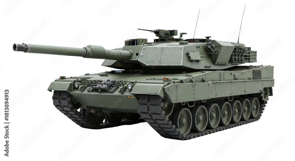 Fototapeta premium Leopard 2 main battle tank isolated PNG with Transparent Background