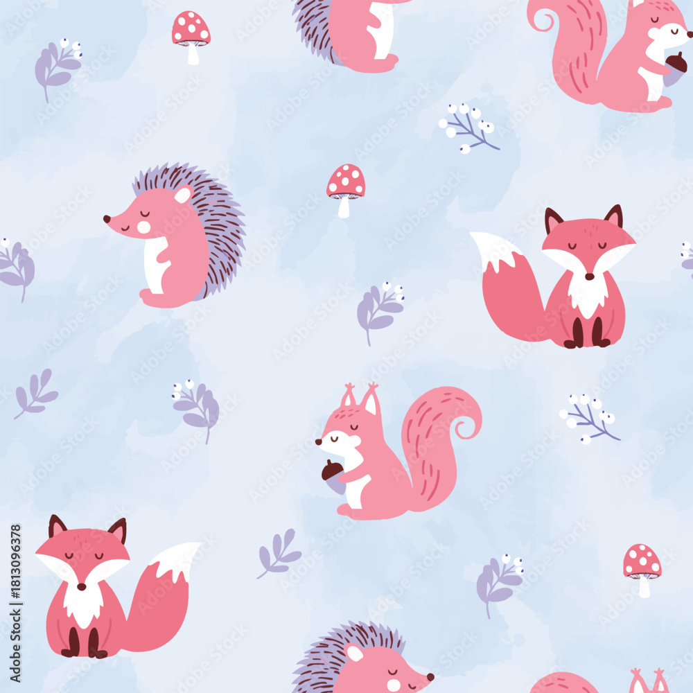 Obraz premium Seamless Teddy bear pattern design for woman apparel such as nightwear, sweatshirt, t-shirt, knitwear and other uses.Little princess seamless pattern. Cute icons. Repeat pattern for kids. 