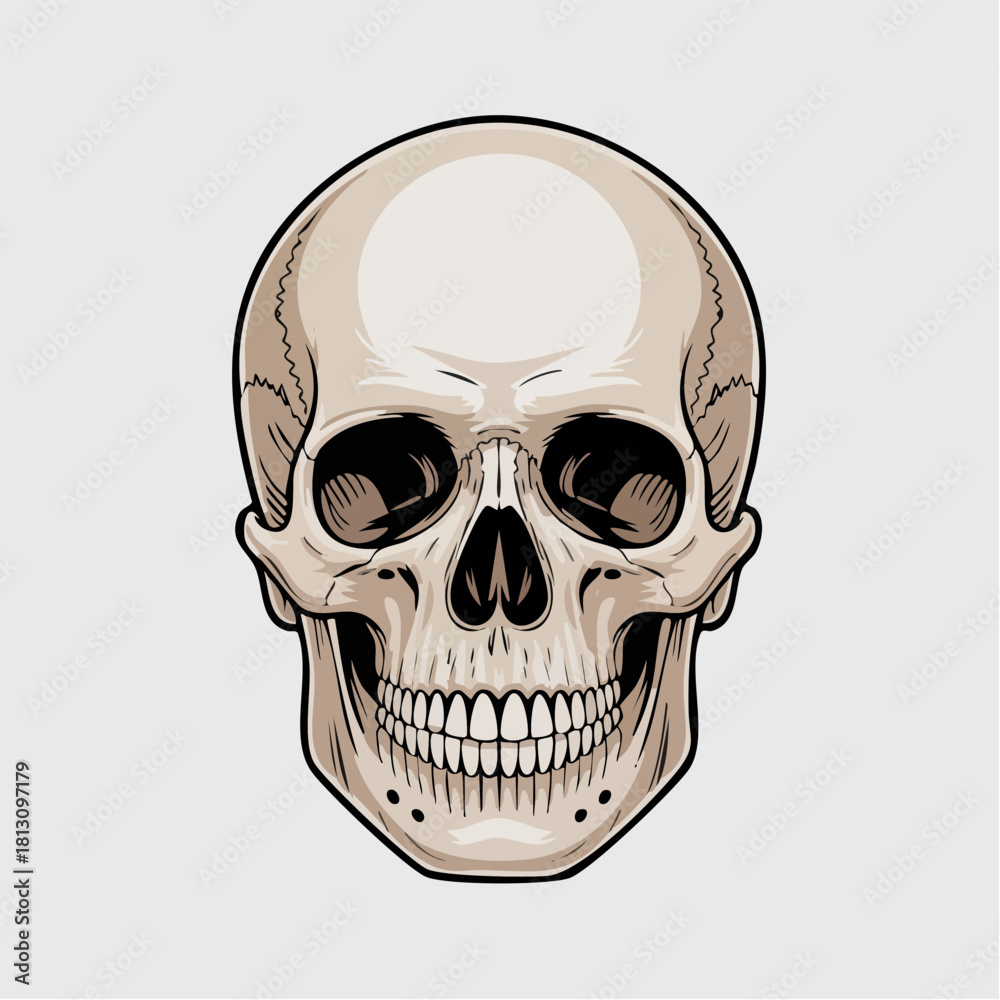 Fototapeta premium Human Skull Anatomy Illustration with Highlighted Areas.
