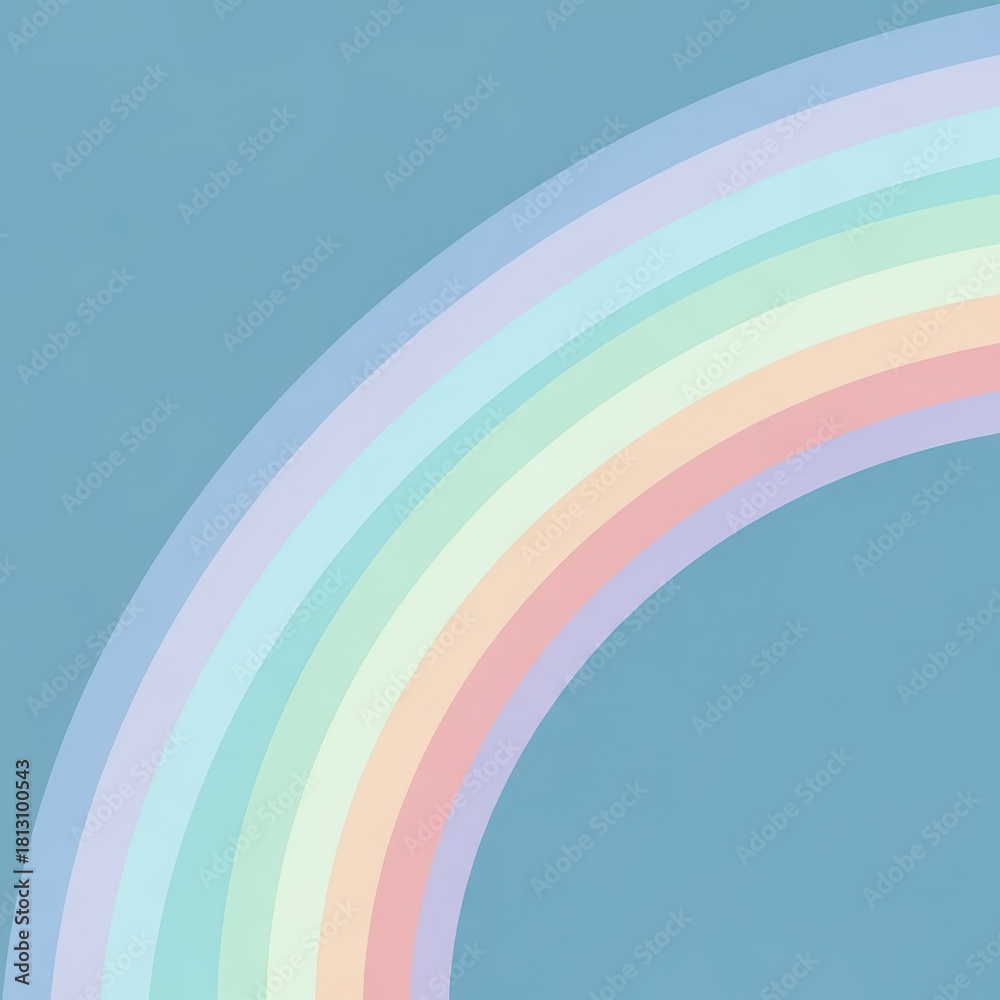 Obraz premium Gentle arc of pastel colored bands overlays a muted blue background