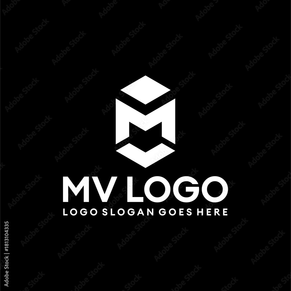 Fototapeta premium MV Monogram logo vector image