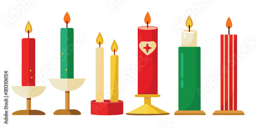 Candles wax flame light holiday christmas decoration celebration festive bright warm glow burning colorful design