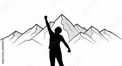 Silhouette of a person raising their arm in victory.