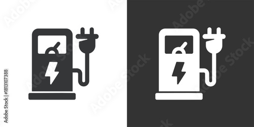 EV Charging Station icon. Solid glyph series icon