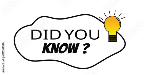 Vector illustration of a speech bubble with the text “Did you know?” in a flat design. Template, sticker, question, information, label, banner.