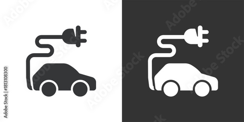 Electric Car Charging Station icon. Solid glyph series icon